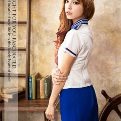 Anna Mu Lingerie Set Lingeriecats Sexy Saphire Skye Air-hostess Outfit Cosplay Costume Set