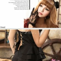 Anna Mu Lingeriecats Sexy Eye Catching Mysterios Cosplay Black Dinner Dress Chemise