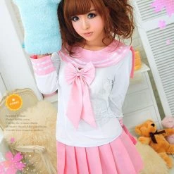 Anna Mu Pinky School 2Pcs Costume Costumes