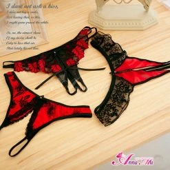 Anna Mu Stylish Seduction Bikini 3 Pcs Crotchless Panties Set Lingerie Set