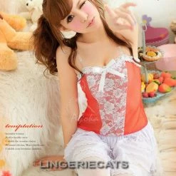 Anna Mu Babydoll Lingerie Red Hot 5 Pcs Babydoll Set With Stocking