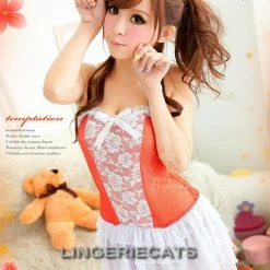 Anna Mu Babydoll Lingerie Red Hot 5 Pcs Babydoll Set With Stocking