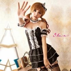 Anna Mu Costumes Lingeriecast Sexy Black Maid Costume 9 Pcs