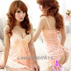 Anna Mu Lingeriecats Enchanting Bright Orange Rayon Chemise