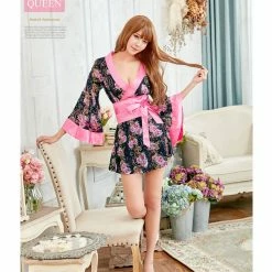 Lingeriecats Sexy Sweet Black Color Japanese Kimono Lingerie Robe 9 Lingeriecats Sexy Sweet Black Color Japanese Kimono Lingerie Robe