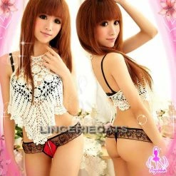 Anna Mu Stylish Seduction Bikini 3 Pcs Crotchless Panties Set Lingerie Set