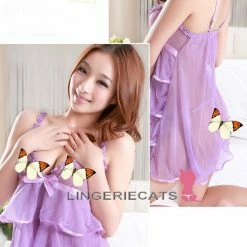Wu Ya Purple Layered Cake Skirt Babydoll Lingerie (Plus Size)