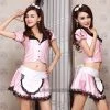Green Sexy Pink Open-front Maid Cosplay 3 Piece Dress Chemise