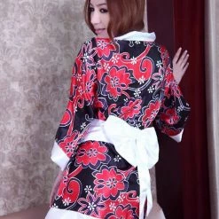 Wu Ya Sexy Red/Black Japanese Kimono Lingerie Robe