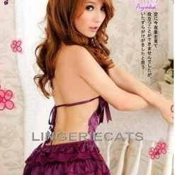 Anna Mu Hot Halter-Neck Rayon Chemise Purple