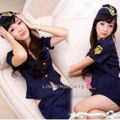 Wu Ya Sexy Blue Police Costume