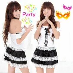 N/a Chemise White French Maid Clubwear Costume Dress