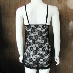 N/a Elegant Mesh Black Babydoll Lingerie Dress