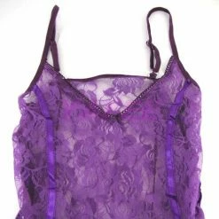 N/a Flirty Purple Lace Babydoll Lingerie G-String
