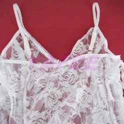 N/a Flirty White Lace Babydoll Lingerie G-String