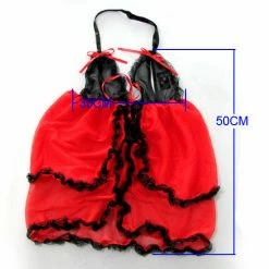 N/a Hot Red Black Open Front Babydoll Lingerie