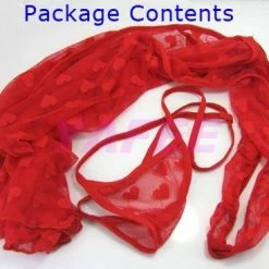 N/a Hot Red Heart Pattern See Through Babydoll Lingerie