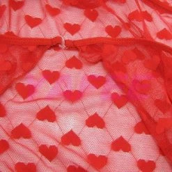 N/a Hot Red Heart Pattern See Through Babydoll Lingerie