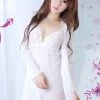 Wu Ya Sexy White Babydoll Long Sleaves Lingerie (Plus Size)