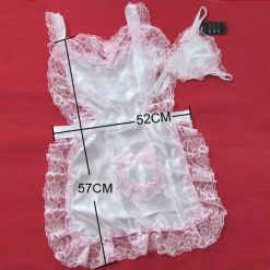 N/a Seductive White Apron With Pink Lace Lingerie Costume Costumes