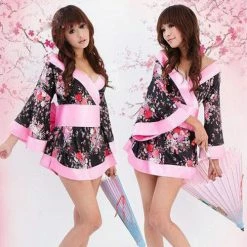 N/a Sexy Black Japanese Kimono Style Lingerie Robe