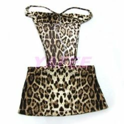 N/a Chemise Sexy Leopard Backless V-neck Clubwear Lingerie Dress