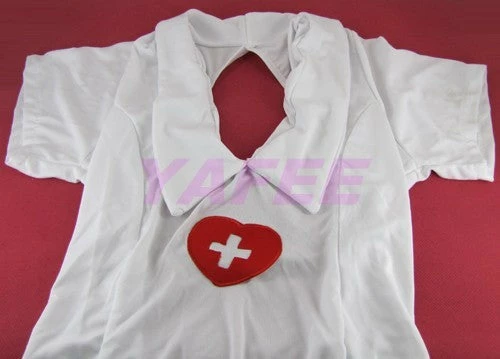 N/a Lingerie Set Sexy White Nurse Costume G-String Hat Gloves Set
