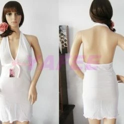 N/a Babydoll Lingerie Sexy Women Halter Lingerie Babydoll Sleep Dress White